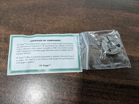 GF GAGE Threaded Ring Gage: #10-32 Thread, UNF, Class 2A nogo R0190322AS
