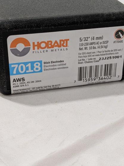 Hobart Stick Welding Electrode: 5/32" Dia, 14" Long, Mild Steel 10 lbs 770481