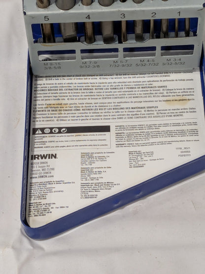 Irwin Spiral Flute Screw Extractor & Drill: 10 Pc 11119