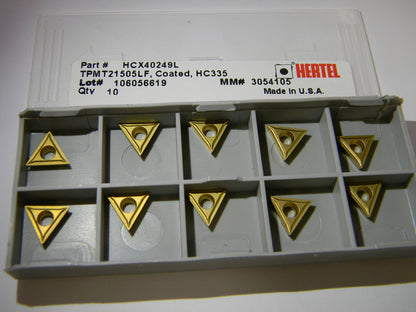 Hertel HCX40249L TPMT21505LF HC335 Carbide Turning Inserts Qty. 10