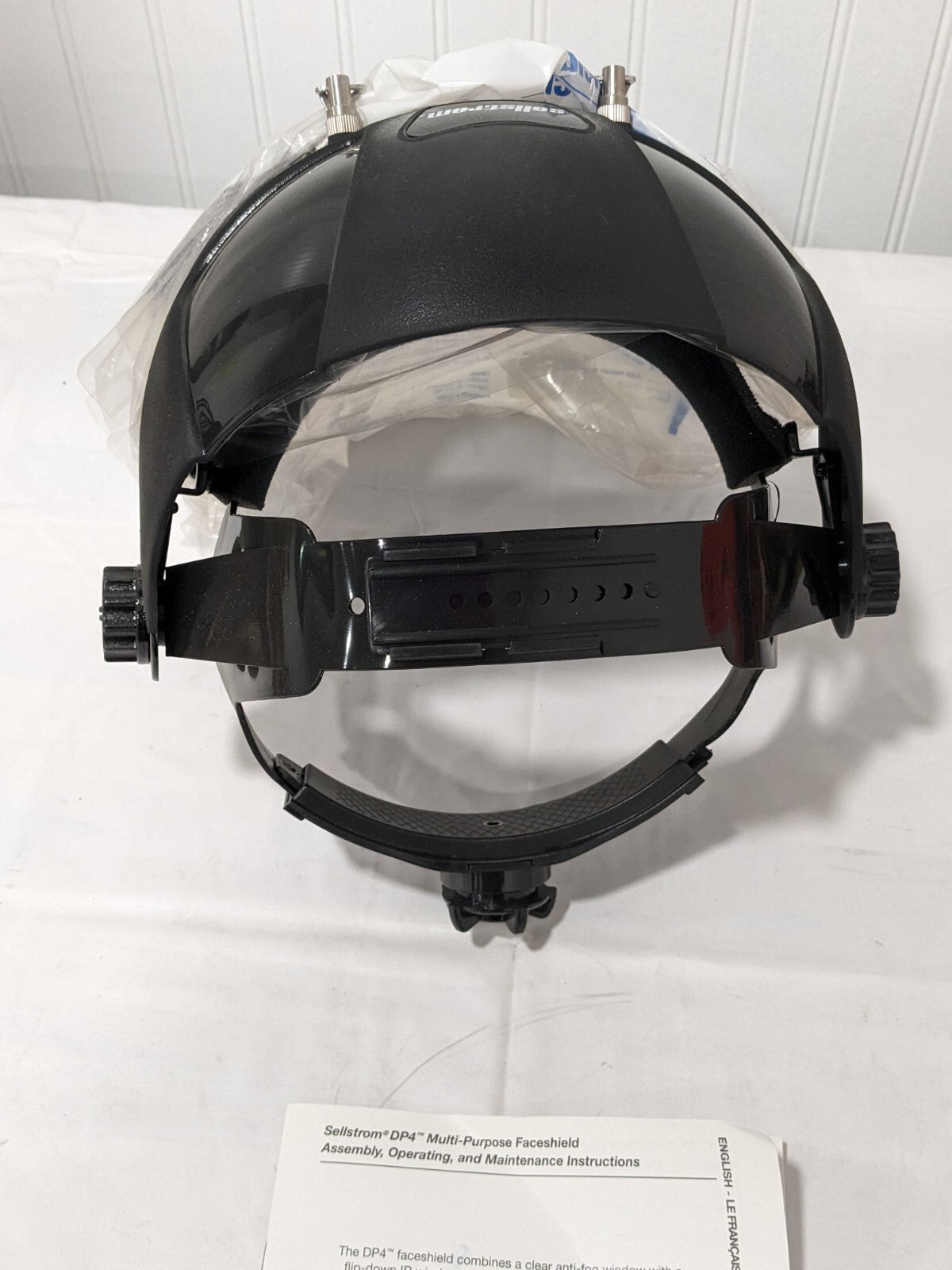 SELLSTROM Welding Face Shield &amp; Headgear: Polycarbonate, Black, 9" High