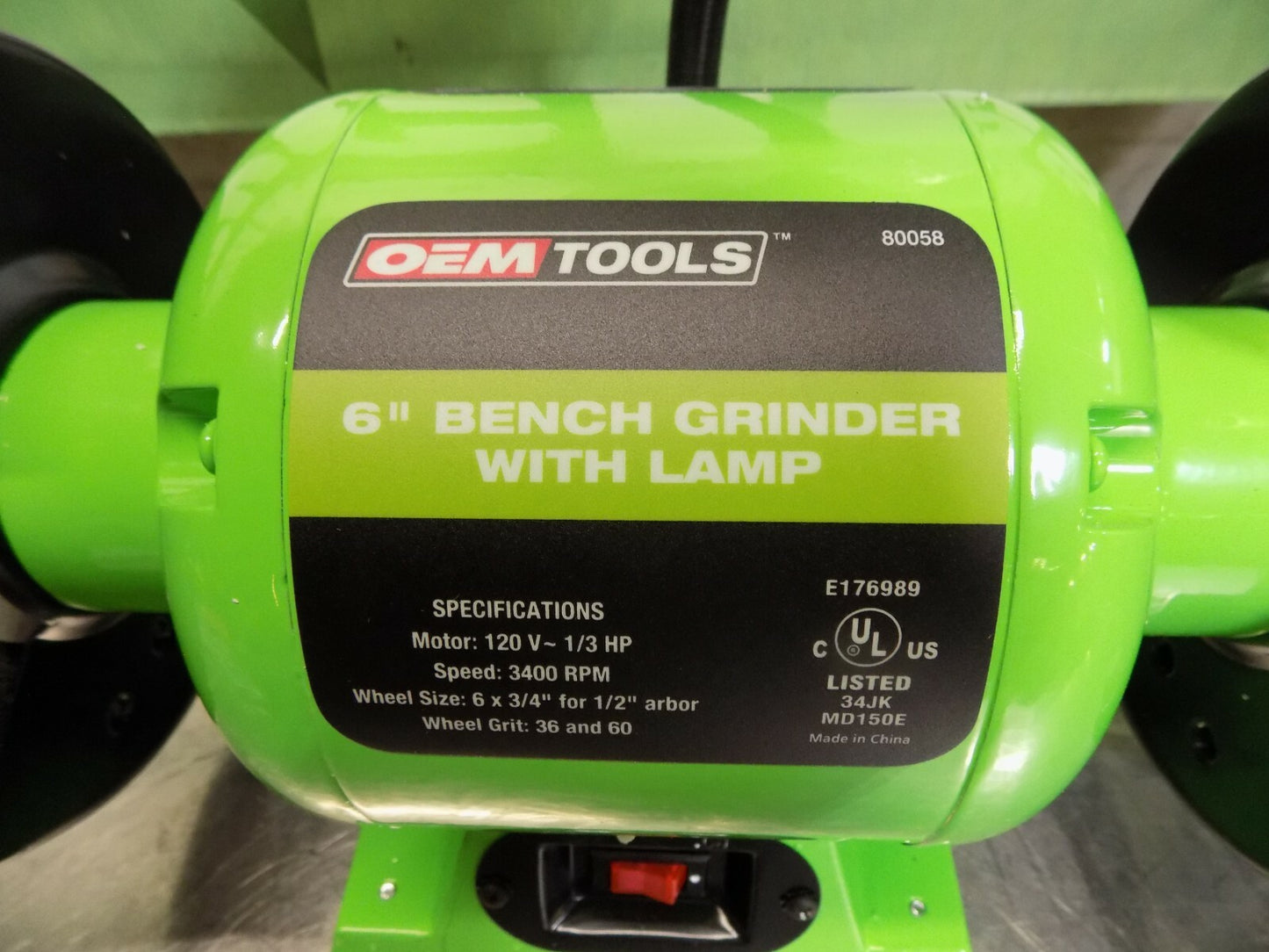 OEM Tools 6" Bench Grinder w/ Light 3400 RPM 1/3 HP 120v 80058 Parts / Repa