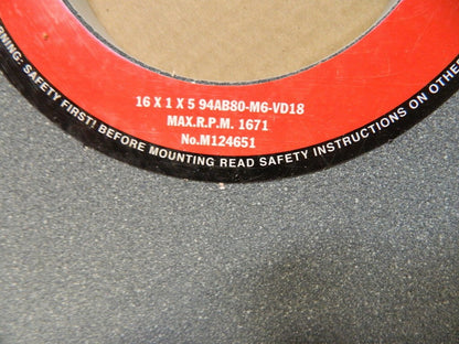 CGW 16 Diam x 5 Hole x 1 Wide Centerless & Cylindrical Grinding Wheel