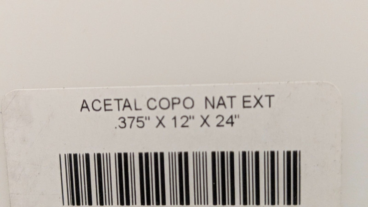 Acetal Copolymer Extruded Sheet   .375 x 12 x 24   3/8" Thick   Natural / White