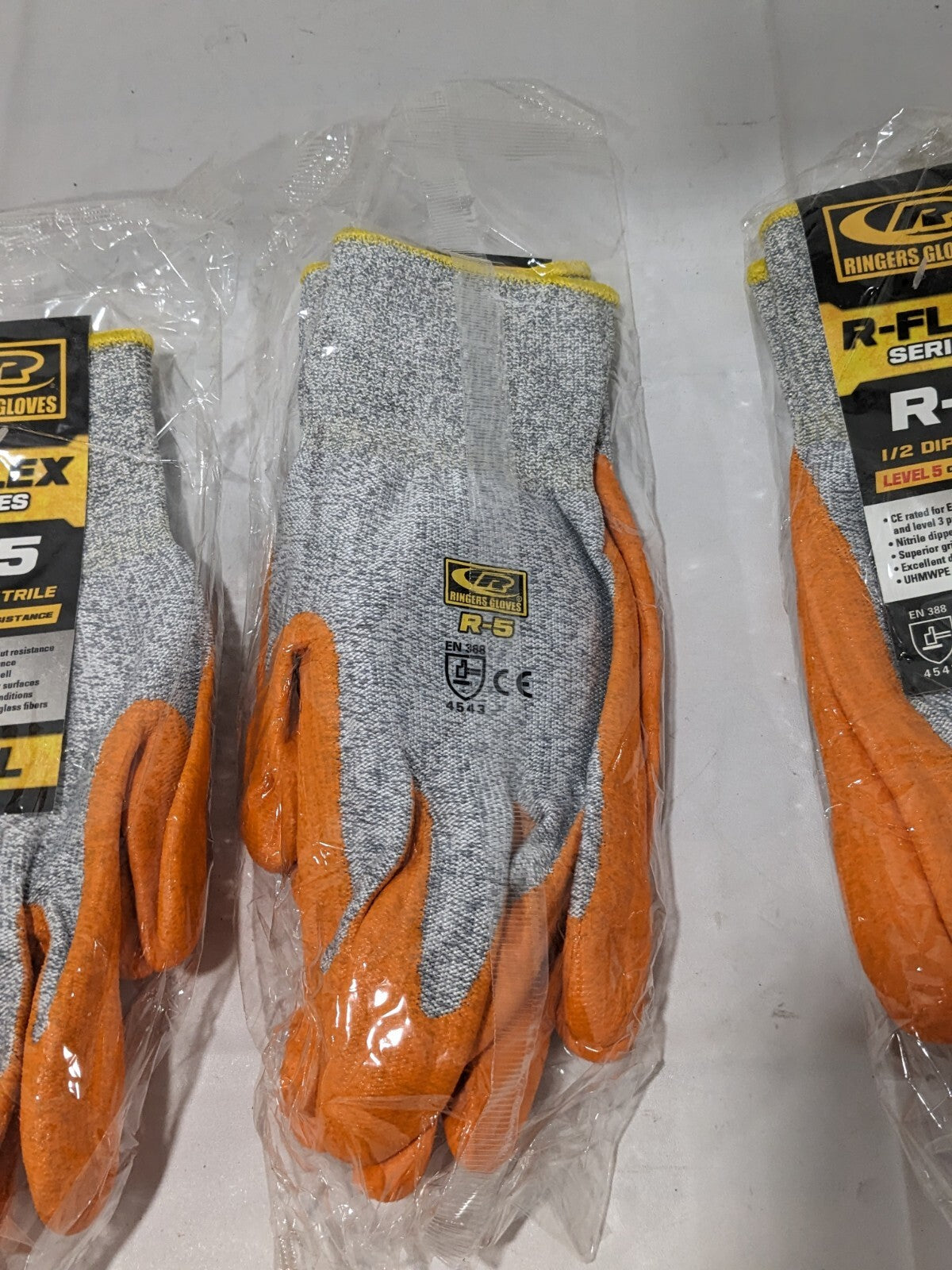 Ringers Gloves: R045, Size Large, ANSI Cut A3, Nitrile, HPPE Qty 3 Pairs 045-09