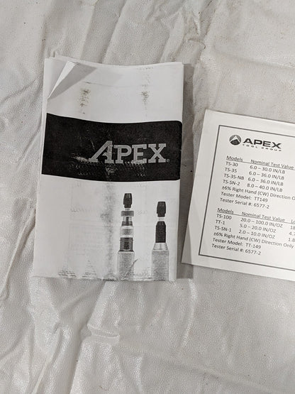 APEX Torque Screwdriver: 6 to 36 in/lb Torque 6-1/2" OAL, 1/4" Drive T