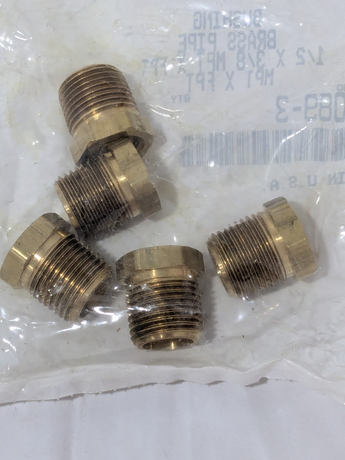 (5) Parker Pipe Bushing: 3/8" Female Thread, 1/2" Male Thread  -11089-3
