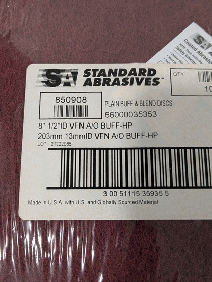 SA Deburring Disc: 8" Dia, 1/2" Hole, Very Fine Grade Qty 10 7000122064