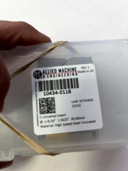 Allied Spade Drill Insert: 1-9/16" Dia, Seat Size C, Powdered Metal, 130 ° Point