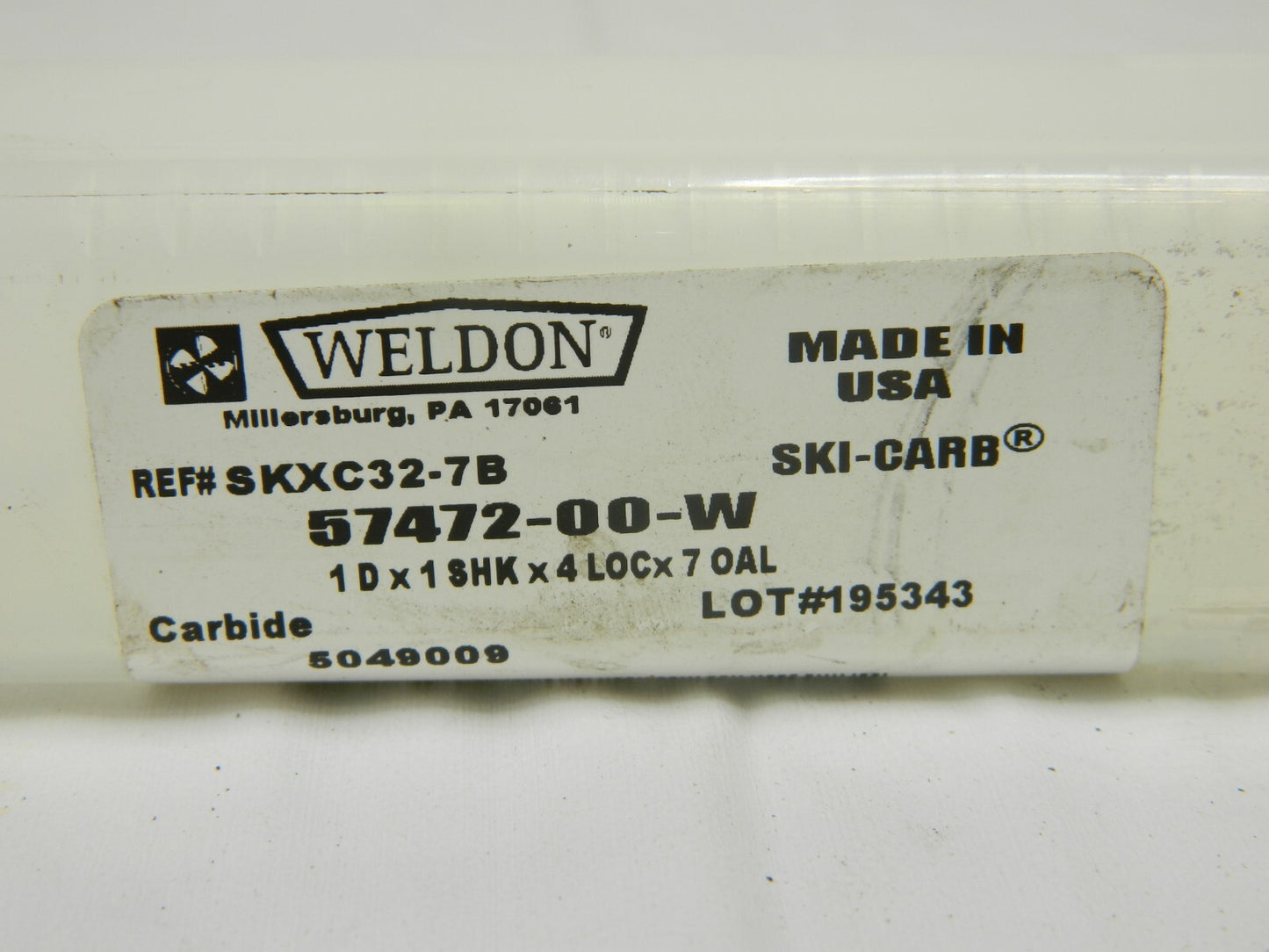 WELDON Square End Mill: 1 " Dia, 4 " LOC, 2 Flutes, Solid Carbide 5747
