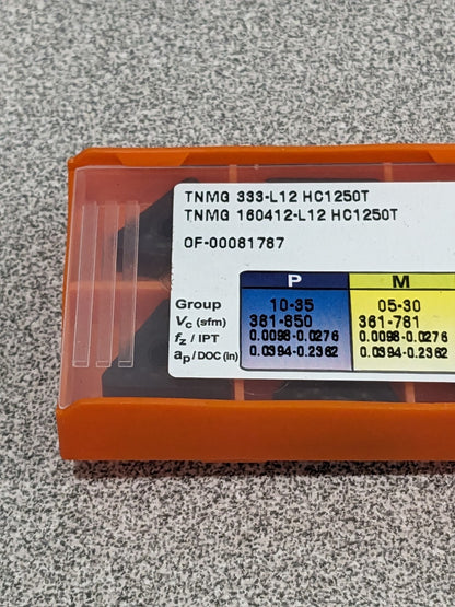 HERTEL Turning Insert: TNMG 333L12 HC1250T, Solid Carbide Qty 10 42801837