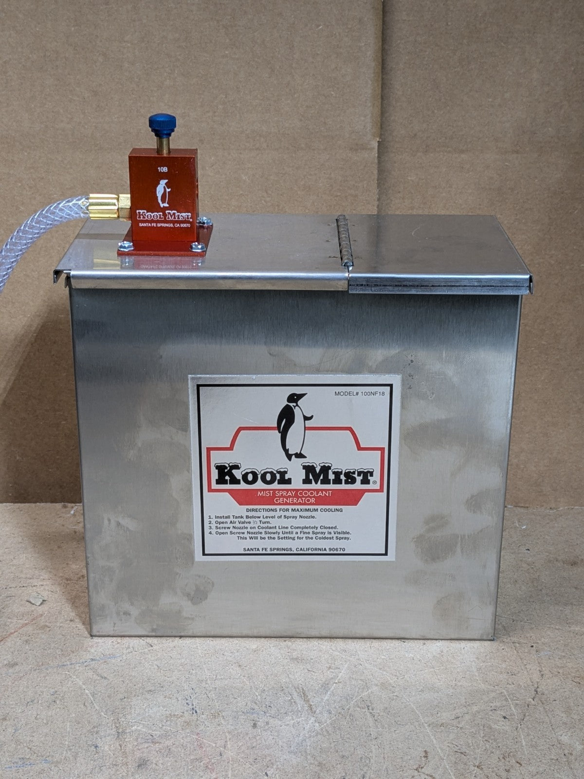 Kool Mist 1 Outlet Spray Mist Coolant System 1 Gal. Stainless Steel Tank USED