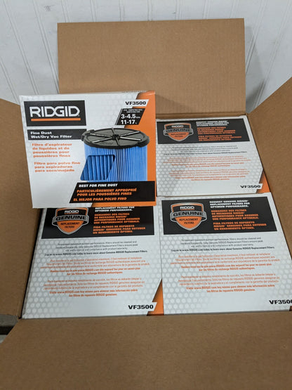 Ridgid Vacuum Cleaner High-Efficiency Filter: Dry &amp; Wet Pickup Box of 4 VF35