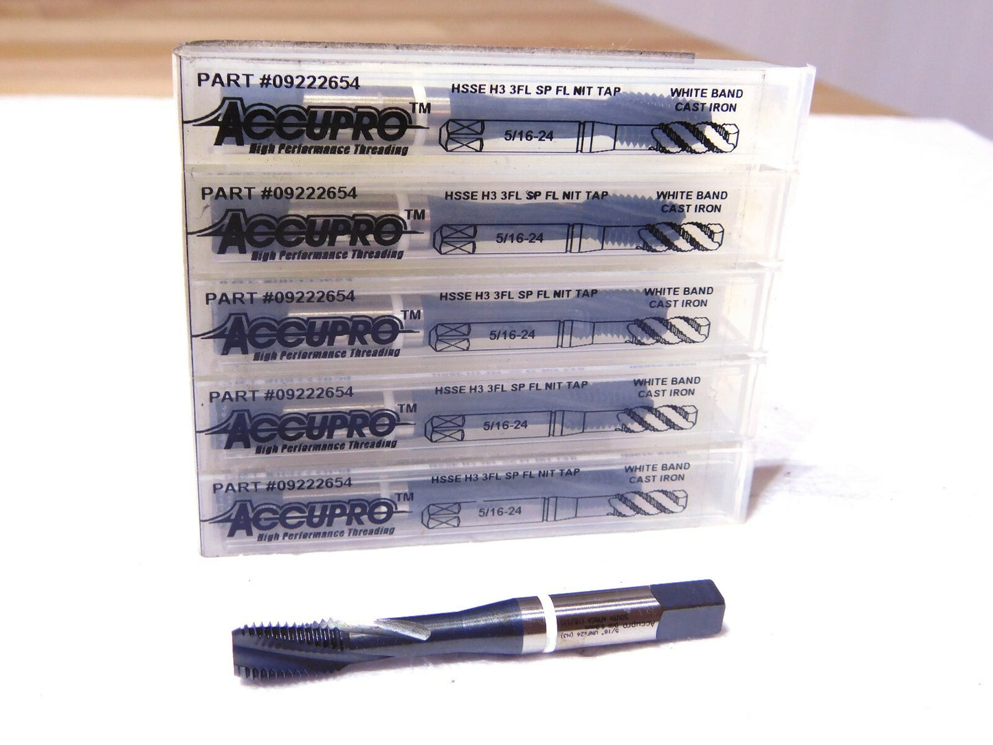 Accupro Modified Bottoming Spiral Flute Tap 5/16-24 UNF 3Fl 70mmL Qty 5 09222654