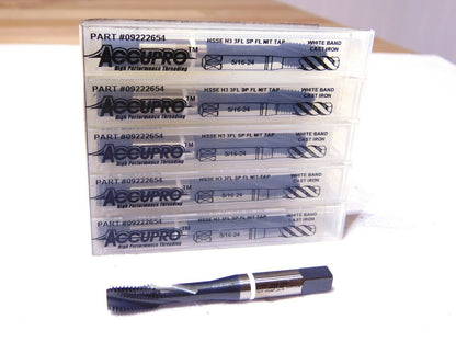 Accupro Modified Bottoming Spiral Flute Tap 5/16-24 UNF 3Fl 70mmL Qty 5 09222654