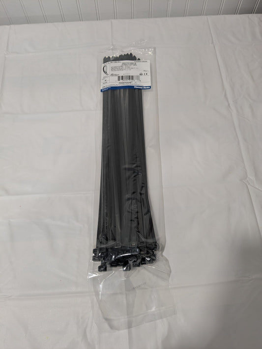 Thomas & Betts Cable Tie: 18" Long, Black, Nylon, 120 lb Pack of 50 L-18-120-0-L