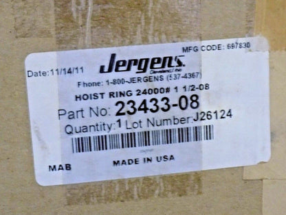 Jergens Center-Pull Standard U-Bar 1-1/2"-8 X 24000 Lbs Capacity 23433-08