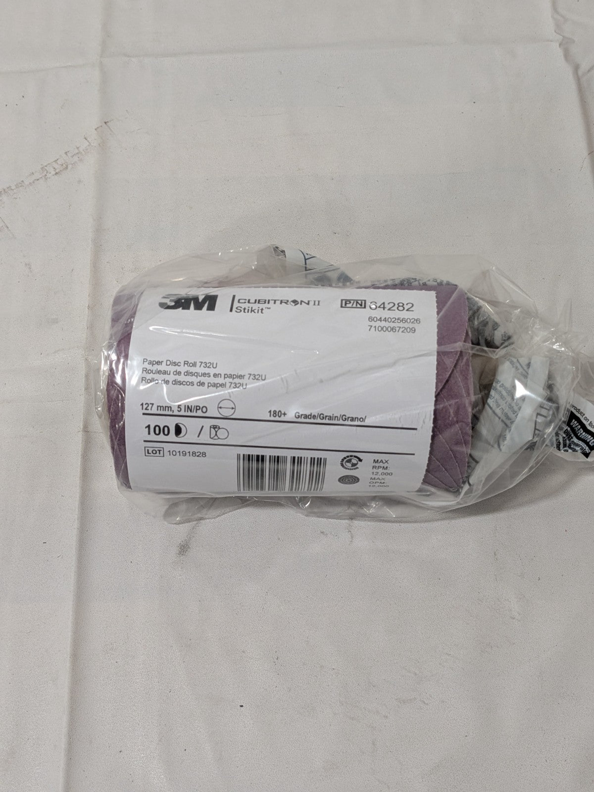 3M 5" Dia PSA Disc Roll: 180 Grit, Premium Ceramic Alumina 7100067209