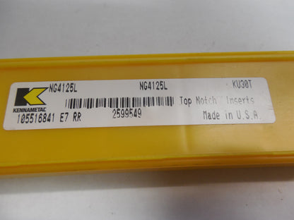 Kennametal Grooving Inserts NG4125 Grade KU30T Carbide Qty. 5 #2599549