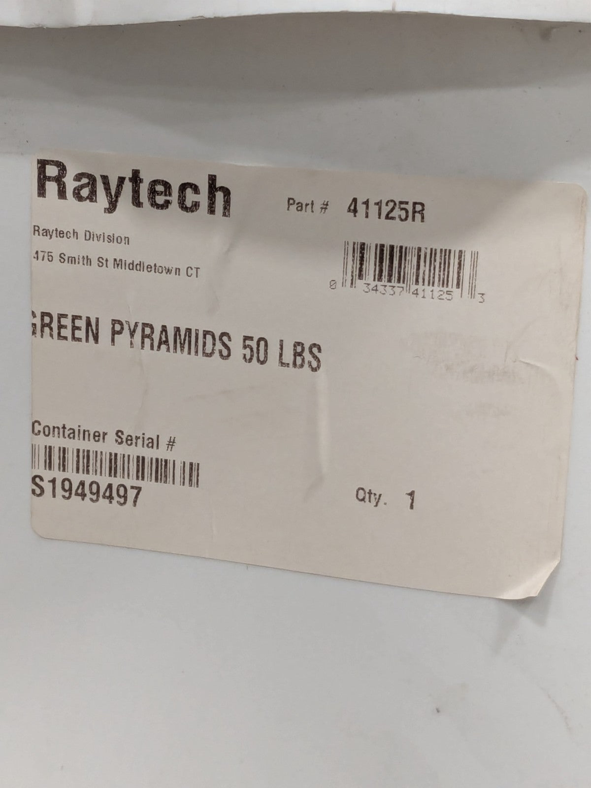 RAYTECH Plastic Media, Pyramid, Green, 1/4", 50 LBS 41-125