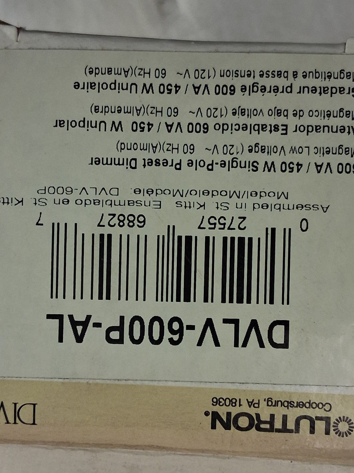 Lutron Diva Magnetic Low-Voltage Dimmer DVLV-600P-AL