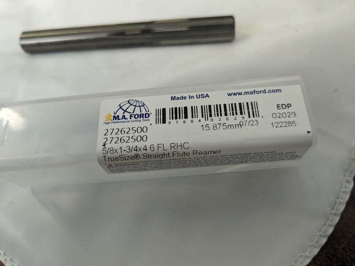 M.A. FORD Chucking Reamer: 5/8" Dia RH Solid Carbide 27262500