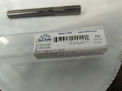 M.A. FORD Chucking Reamer: 5/8" Dia RH Solid Carbide 27262500