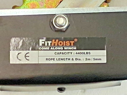 FitHoist 2 Hook Heavy Duty Come Along Winch 2Ton Pulling 7.54Ft Length HG2506WW