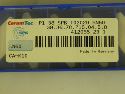 CeramTec Ceramic Inserts T02020 SN60 CA-K10   QTY 5  412055