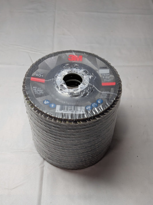 (10) 3M Flap Disc: 4-1/2" Dia, 7/8" Hole, 40 Grit, Ceramic Alumina 710