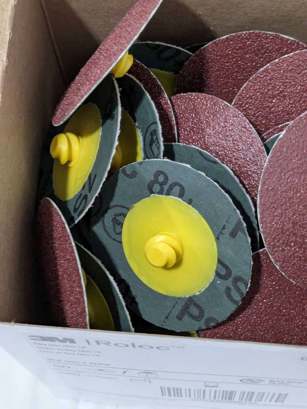3M Fiber Disc: 2" Disc Dia, Quick Change TR (Type III), 80G Box of 50 7100100999