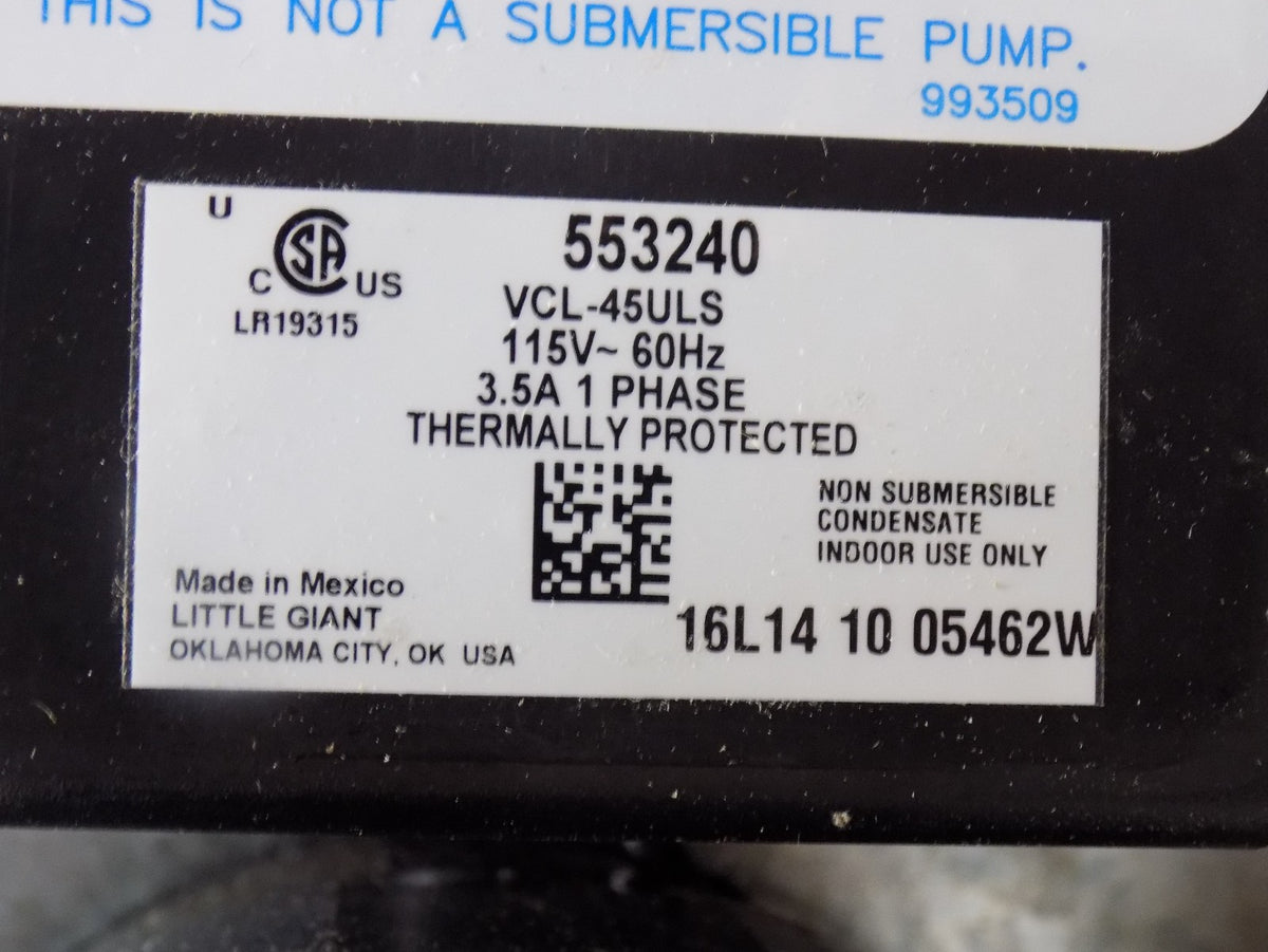 Little Giant Pumps Condensate System 1-Gal. Tank 115V 45 Shutoff Pump 553240