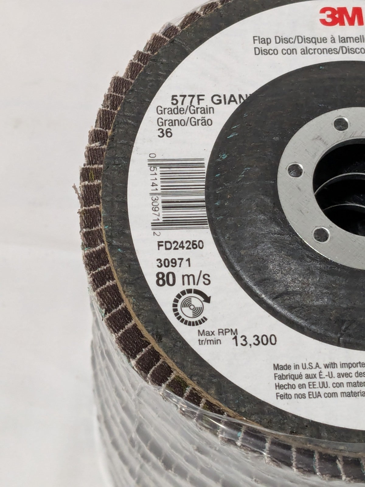 3M Flap Disc: 4-1/2" Dia, 36G, Zirconia Alumina, Type 27 Qty 10 7010308897