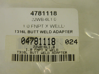VNE 1" Weld Style Sanitary Stainless Steel Pipe Adapter  QTY 3  22WB-6L1.0
