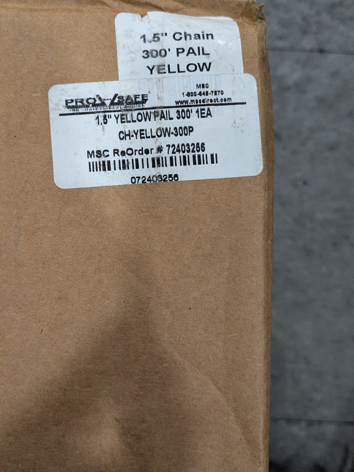 PRO-SAFE Safety Barrier Chain: Plastic, Yellow, 300' L, 1-1/2" W PS-30002-P