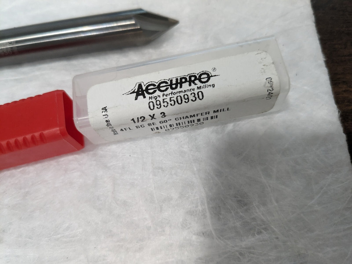 ACCUPRO Chamfer Mill: 1/2 Dia, 4 Flutes, Solid Carbide 945000060