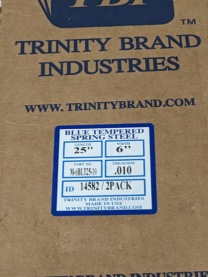 TBI 6" Wide x 25" Long x 0.01" Thick, Spring Steel Sheet Qty 2 M-6BLT25-10