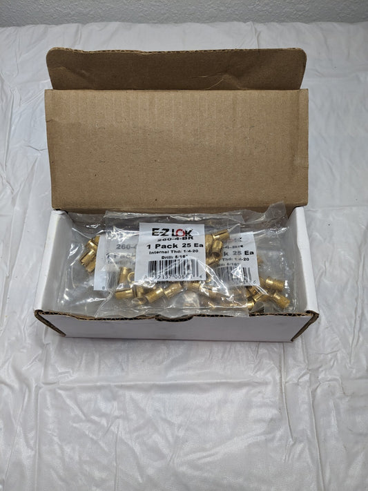 E-Z LOK 1/4-20 UNC Brass Flanged Press Insert for Plastic Qty 225 260-4-BR