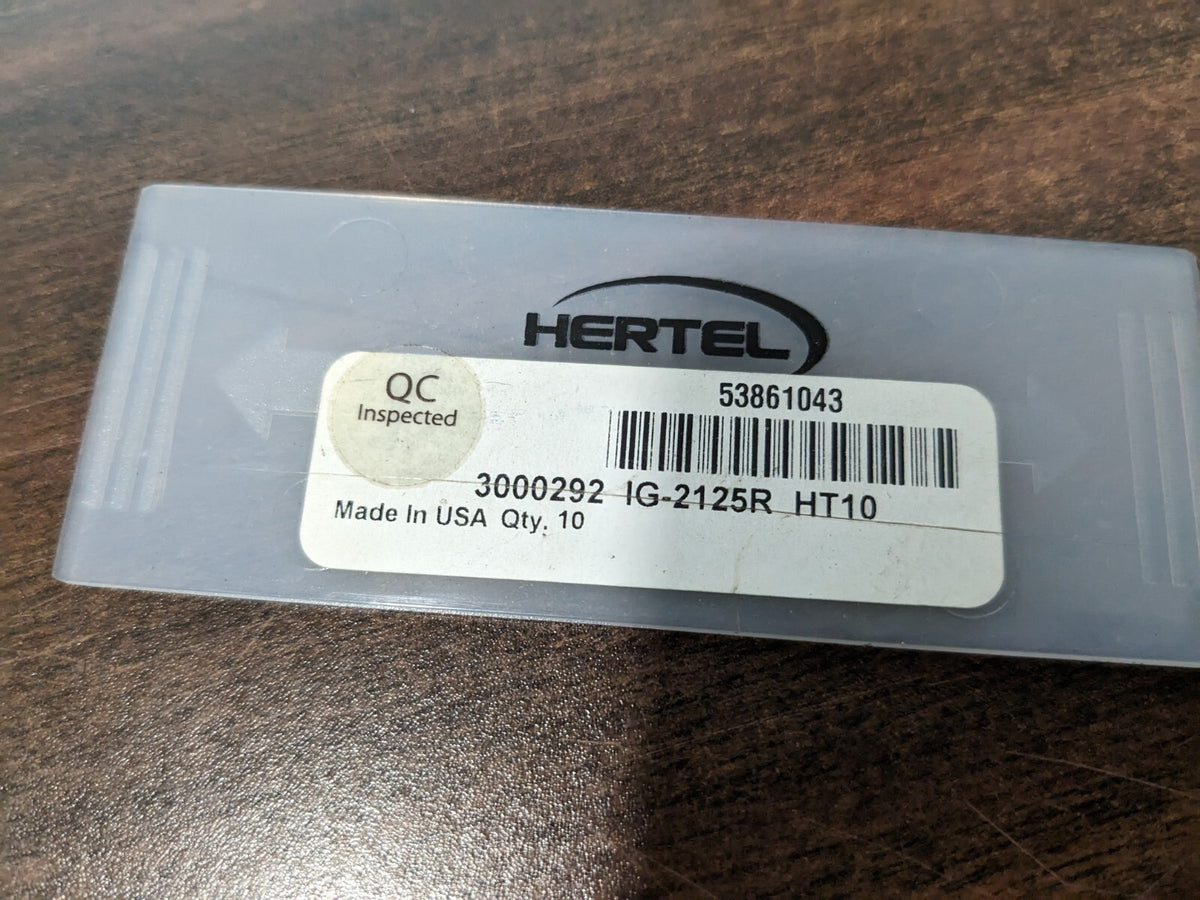 hertel Grooving Insert 7ct IG2125 HT10, Solid Carbide 3000292