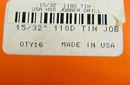 Hertel HSS Jobber Drills 15/32" 118° Point TiN Qty 5 71171300