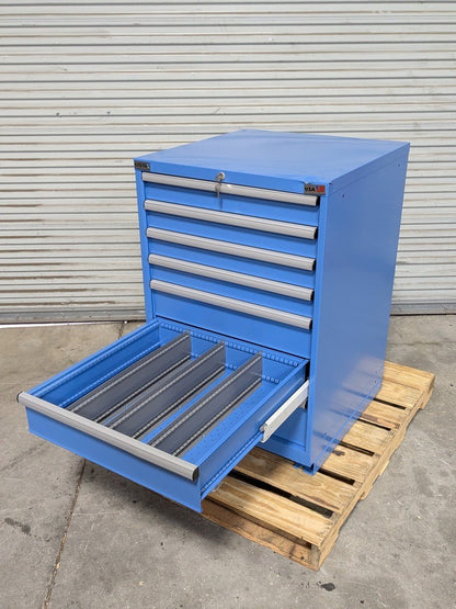 Lista Modular Storage Cabinet 7 Drawer 41" H. x 28" W. x 28" D. Steel Blue