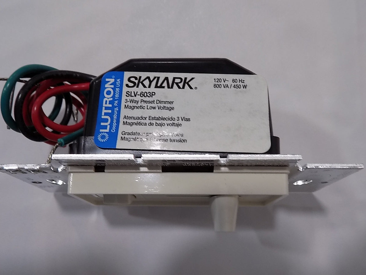 Lutron SLV-603P-LA Skylark 600W Magnetic Low Voltage 3-Way Dimmer LT Almond