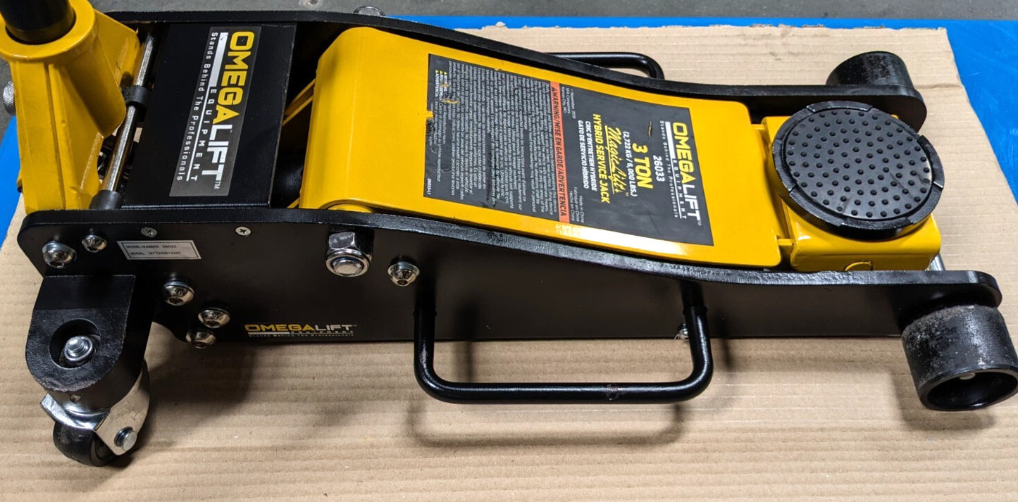 OMEGA LIFT EQUIPMENT 3 Ton  Service Floor Jack  3-7/8" - 18-15/16"  26033