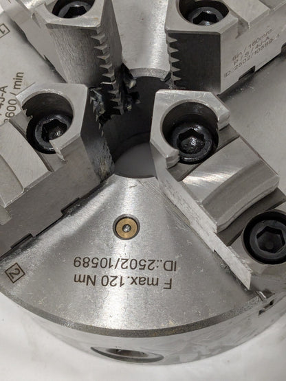 Hertel Manual Lathe Chuck: 6", 4 Jaw, Self-Centering 97019012