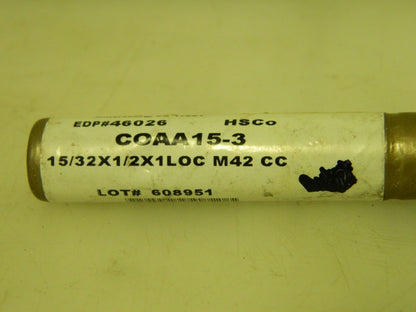 Weldon Double End Square End Mill 15/32" x 1" x 4-1/8" 4FL Cobalt COAA15-3