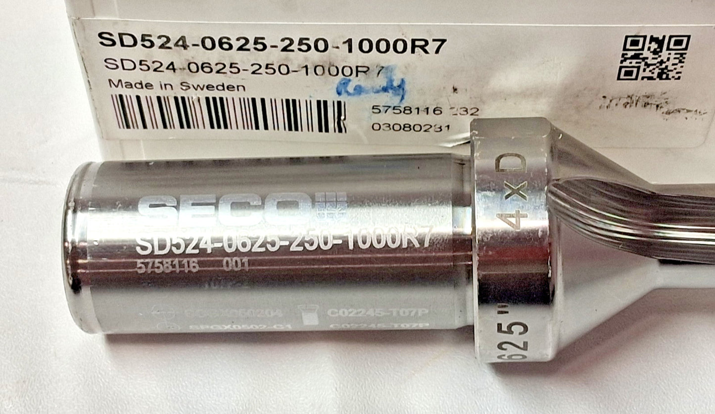 Seco Indexable Insert Drill SD524-0625-250-1000R7 5/8" Dia 2-1/2" Dep