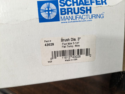 SCHAEFER BRUSH Flat Wire Single Spiral Flue Scraper: 3" Dia, 7-3/4" OAL 43028