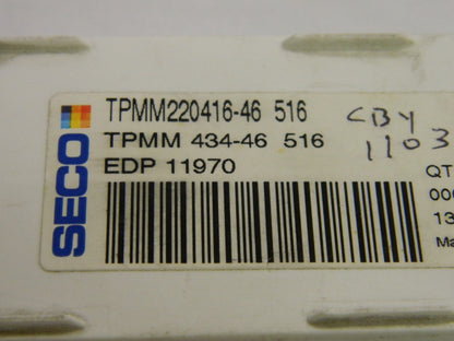 Seco Carbide Turning Inserts TPMM434-46 Grade 516 Qty. 10 11970