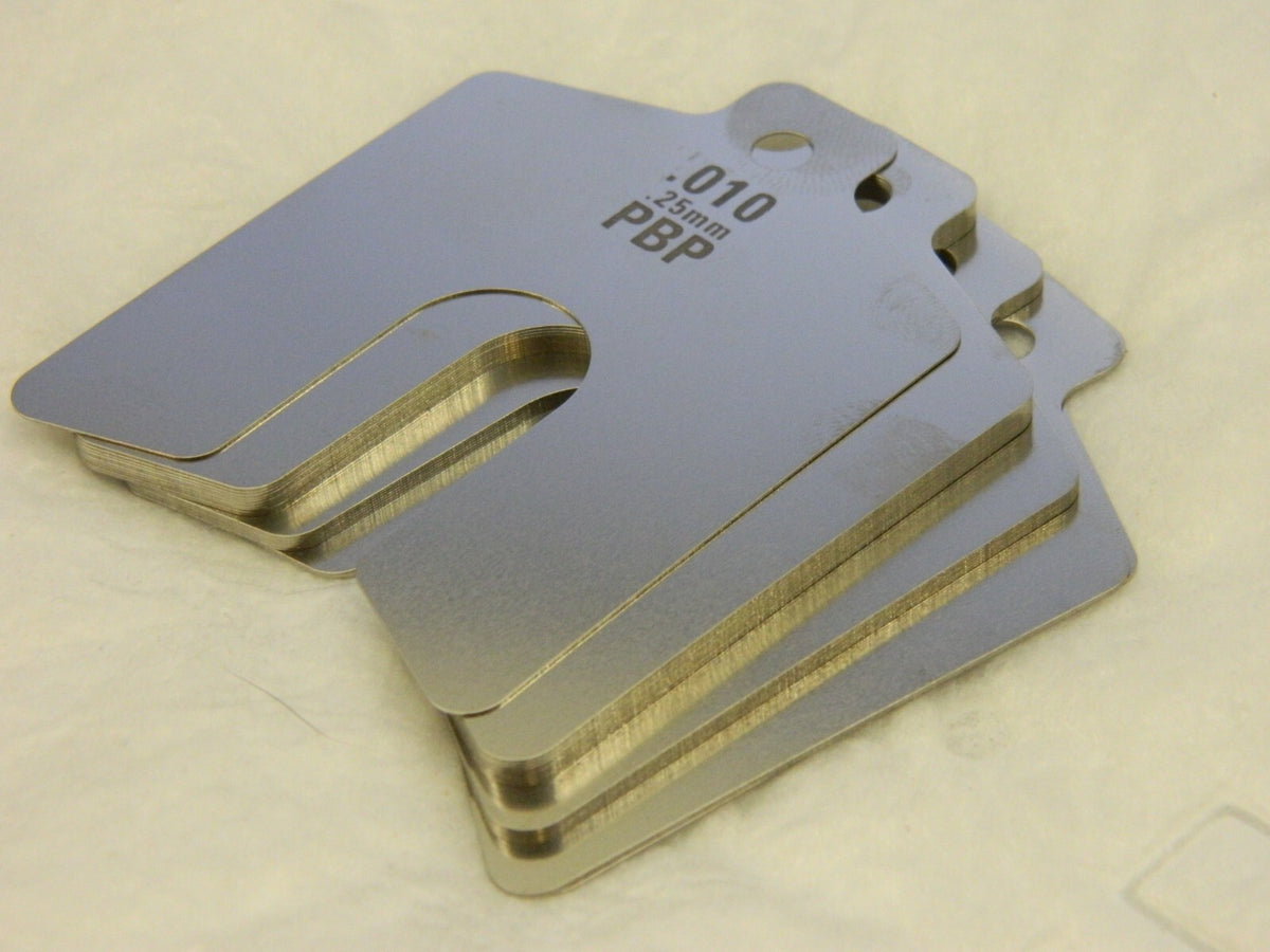 Shim Stock: qty 20 0.01'' Thick, 2'' Long, 2" Wide, Stainless Steel 42230