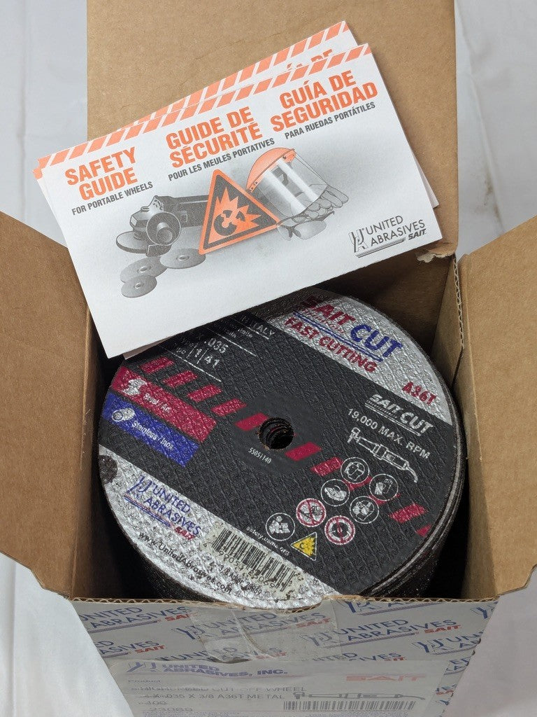 100 PACK United Abrasives SAIT HS Cut-Off Wheels 4" x .035" x 3/8" A36T 23069